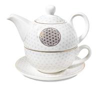 Théière verte solo en porcelaine Fleur de Vie