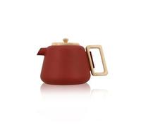 OGO Living – Théière en fonte Viggo – 1000 ml, filtre inox, poignée et couvercle en bois – Paprika