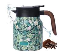 Théière vintage à motif floral - 1000 ml - Thermos - Avec infuseur à thé - Avec motif floral vintage - Pour la maison, appartement (vert)