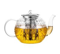 Théière vintage en verre de 1500 ml avec infuseur amovible - Passe sur la cuisinière, bouilloire en verre borosilicate pour fleurs et feuilles de thé