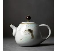 Théières Bouilloire Motif Chat Mignon Faite Main Filtre Portable Voyage Théière Service Thé Pour La Maison, Verres Boissons, Traditionnelle Céramique Théière Service A Thé(Type-E)