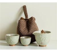 Théières Service À Thé Voyage Sac Portable Accessoires Cadeau Orchidée Rose Pure Peinte La Main Kit Plante Japonaise Grise 1 Pot 2 Tasses Machine Théière Service A Thé