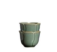 Théières Service Cérémonie Du Thé Kung Fu Tasses À Café Bols Petit Chawan Tulipes En Céladon Pour Soupière Avec Couvercle Vert Théière Service A Thé(50ml cup 2pcs)