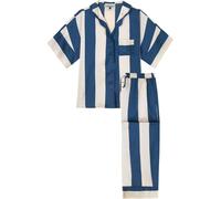 Their Nibs Their Nibs Navy Blue Stripe Satin Oversized Long Pyjamas Set