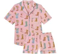 Their Nibs Their Nibs Pink Cowgirl Boots Cotton Short Pyjama Set