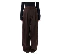 TheLatest, Femme, Pantalons, Brun, Taille: 38 FR Pantalon Large en Laine Marron