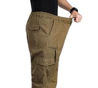 THELIRUINA Pantalon cargo tactique pour homme, taille élastique, multi-poches pour le travail, l'entraînement, grandes tailles, Jaune kaki., 5XL