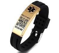 Theluckytag Bracelets médicaux pour homme et femme avec code QR - Bracelets d'identification médicale pour le sport et les voyages - Bracelet étanche en silicone pour poignets jusqu'à 20,3 cm - Plus