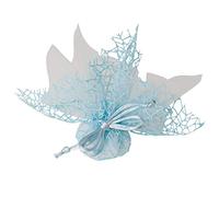 Themagicfour® Lot de 30 bonbonnières à dragées, sachets en maille en toile de polycoton + voile d’organdi + ruban auto-tirant, couleur azur