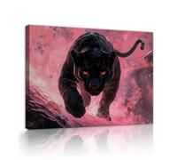 thème chasse toile art mural léopard noir animaux féroces impression giclée décoration murale pour la maison salon dortoir appartement photos 32x42cm cadre intérieur