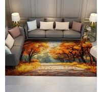 Thème d’Automne Tapis Jaune érable Arbre Sentier Parc forestier Conte fées Tapis Doux Moelleux lavables pour Chambre à Coucher étude Chambre d’Enfant 150x210cm