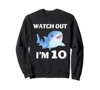 Thème de fête pour Le 10e Anniversaire de Shark, Watch Out I'm 10 Ocean Kid Sweatshirt