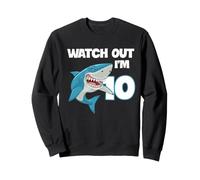 Thème de fête pour Le 10e Anniversaire de Shark, Watch Out I'm 10 Ocean Kid Sweatshirt