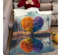 ThèMe de l'amour Couverture Polaire 70 x 100 cm Un Arbre en Forme de cœur 3D Imprimée Plaid Polaire Sherpa Couverture en Flanelle Super Douce et Chaude pour Enfant Adulte Canapé et Lit