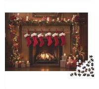Thème de Noël 1000 Piece Chaussettes Puzzle - Activité en Groupe Apaisante, Art De Décoration Maison & Jeu Cérébral (Puzzle Familial)