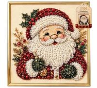Thème de Noël d'hiver Perle Strass Diamant | Fournitures artisanales complètes de bricolage avec cadre, motif de cabine de père noël, ornement mural fait à la main(B)