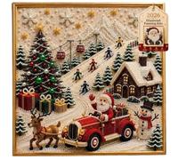 Thème de Noël d'hiver Perle Strass Diamant | Fournitures artisanales complètes de bricolage avec cadre, motif de cabine de père noël, ornement mural fait à la main(D)