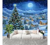 ThèMe de NoëL Et Du Nouvel An Papier Peint Intissé Fresque Murale 350x256 cm Bleu Poster Murale Photo pour Salon, Chambre, Salle à Manger, Effaçable Papier Peint Panoramique