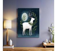 ThèMe de NoëL Tableau sur Toile Renne de dessin animé Mur Art Photos 60 x 40 cm Moderne Decor Murale Prête à Accrocher pour Chambre Bain Salon Chambre Restaurant Bar Café