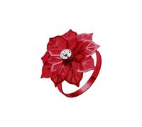Thème Décoration de fête Anneau de serviette en acier inoxydable Boucle de serviette de fleur Anneau de serviette européen haut de gamme Horizon Événement DVD (rouge, taille unique)