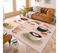 ThèMe des Desserts Et de La Nourriture Tapis Décoratif Moderne à Poils Courts, Doux et Moelleux, Dessous Antidérapant, Lavable en Machine Beignets, Macarons Tapis de Salon, Chambre et Entrée 60x90 cm