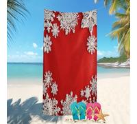 ThèMe des Flocons De Neige De NoëL 70 X 140 Cm Serviettes De Plage en Impression Microfibre Rouge Super Absorbante Serviette de Piscine, SéChage Rapide, Anti-Sable, Accessoires Essentiels De Plage