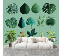ThèMe Des Plantes Tropicales Papier Peint Intissé Fresque Murale 200x140 cm Vert Poster Murale Photo pour Salon, Chambre, Salle à Manger, Effaçable Papier Peint Panoramique