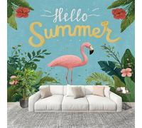 ThèMe D'éTé Tropical Papier Peint Intissé Fresque Murale 400x280 cm Vert Poster Murale Photo pour Salon, Chambre, Salle à Manger, Effaçable Papier Peint Panoramique