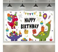ThèMe Dinosaure Deco Anniversaire Dino Coloré Banderole Joyeux Anniversaire, Fournitures de FêTe D’Anniversaire Photo Fond pour Filles GarçOns Hommes 180x110 cm