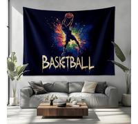 ThèMe Du Football Sportif Tapisserie Tenture Murale Décoration, Bleu Foncé Tapisserie Murales Rectangulaire Pour Chambre Salon Dortoir Décoration Murale 250x200 cm