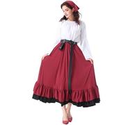 ThèMe du Maquillage d'Halloween Costumes Costume médiéval pour femme,robe longue élégante en dentelle avec Sexy Femme De Chambre Française Femmes Costume De Lapin Anime Cosplay Lingerie En(Red,L)
