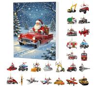 Thème Du Transport Du Père Noël 24 Boîtes - Calendrier Compte À Rebours De Noël, Décoration Compte À Rebours En Acrylique | Ornements De Pendentif De Véhicule 2D Pour La Maison, La Cour, L'arbre