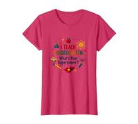 Thème éducatif Amusant pour Enseignant de Maternelle T-Shirt, Femme, Rouge Chiné, 3XL