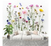 ThèMe Floral Simple Papier Peint Intissé Fresque Murale 350x256 cm Vert Poster Murale Photo pour Salon, Chambre, Salle à Manger, Effaçable Papier Peint Panoramique