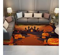 Thème Halloween, Décoration intérieure, tapis, citrouille, horreur, château, chauves-souris, motifs, tapis pour chambre à coucher, salon, salle à manger, à poils ras antidérapant 200x250cm