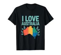 Thème I Love Australia Map Celebration T-Shirt Graphique avec Valeur, Homme, Noir, M