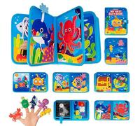 Thème Océan Busy Board Livre Montessori Interactif 1 An, Quiet Book sensoriel éducatif, Jeux Montessori 1 2 3 4 5 6 Ans, Panneau de Feutre d'activité, Mallette Montessori Enfants