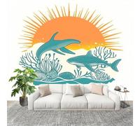 ThèMe OcéAnique D'éTé Papier Peint Photo Intissé Poster Murale Papier Peint 250x175 cm Style Simple Fresque Murale Anti-poussière, Idéal pour Rénovation ou Décoration Personnalisée