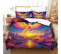 Thème Phoenix Housse De Couette,Microfibre Doux, 3D Motif Art, Parure De Lit avec Taies d'oreiller, Literie en, pour Ado Adulte Double（200x200cm）
