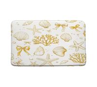 Thème Plage Océanique Jaune, Mignon, Nautique, Côtier, Nœud Papillon, Coquillage, Étoile De Mer, Corail, Adolescents, Filles, Garçons Tapis De Bain Welcome Paillassons Tapis De Douche 40X60Cm