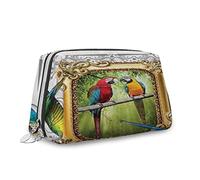 Thème plage, trousse de maquillage pour femme, tongs, lunettes, image de vacances, joli sac de maquillage trapézoïdal, sac de rangement quotidien, bleu et blanc, Multicolore 8, Taille unique, Trousse