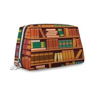 Thème plage, trousse de maquillage pour femme, tongs, lunettes, image de vacances, joli sac de maquillage trapézoïdal, sac de rangement quotidien, bleu et blanc, Multicolore, Taille unique, Trousse de