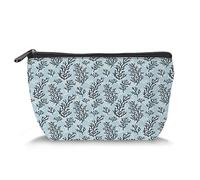 Thème plage, trousse de maquillage pour femme, tongs, lunettes, image de vacances, joli sac de maquillage trapézoïdal, sac de rangement quotidien, bleu et blanc, Bleu et blanc_19, Taille unique,