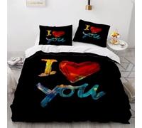 Thème Romantique Housse de Couette 160x200 Parures de Lit 1 Personne Imprimé 3D Microfibre Douce Style Moderne Housses Couette avec 2 Taies d'oreiller et Fermeture Éclair i.5655