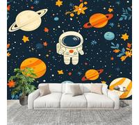 ThèMe Spatial Pour Les Enfants Papier Peint Photo Intissé Poster Murale Papier Peint 350x256 cm Bleu Foncé Fresque Murale Anti-poussière, Idéal pour Rénovation ou Décoration Personnalisée