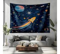 ThèMe Spatial Pour Les Enfants Tapisserie Tenture Murale Décoration, Bleu Foncé Tapisserie Murales Rectangulaire Pour Chambre Salon Dortoir Décoration Murale 250x200 cm