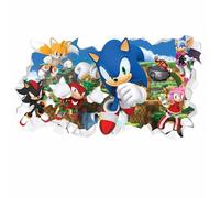 Themed - Sticker Mural Sonic the Hedgehog : Tous les Personnages Effet Mur Brisé, Autocollant en Vinyle (120 x 60 cm)