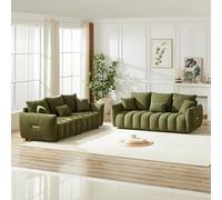 THEMEPT Canapé moderne 3 places pour des espaces de vie confortables, design élégant avec 6 coussins, tissu Teddy confortable et durable, pour se détendre