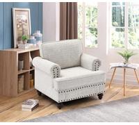 THEMEPT Comfort of Home - Canapé chenille 1 place - Tissu doux - Assemblage facile pour le salon - Blanc