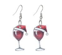 Thèmes de Noël Boucles d'oreilles en verre à vin Boucles d'oreilles uniques Robe de Noël Parfait pour les fêtes de vacances et les accessoires de rassemblement, taille unique, Comme décrit